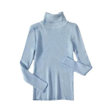 Imagem de Suéter Feminino De Gola Alta Preto, Moda De Inverno, Tricô Elástico, T