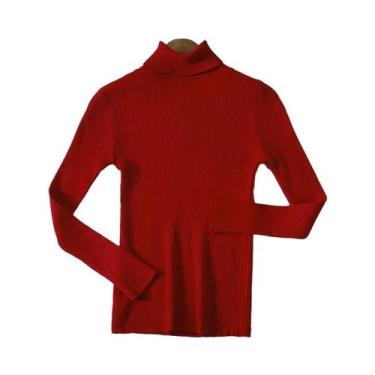 Imagem de Suéter Feminino De Gola Alta Preto, Moda De Inverno, Tricô Elástico, T