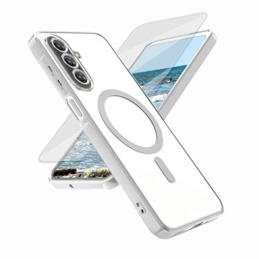 Imagem de mwpvkx Capa para celular Samsung Galaxy a17 5G, com 1 protetor de tela [protetor de lente embutido] [ímãs N56 mais fortes] capa transparente fina à prova de choque (prata)