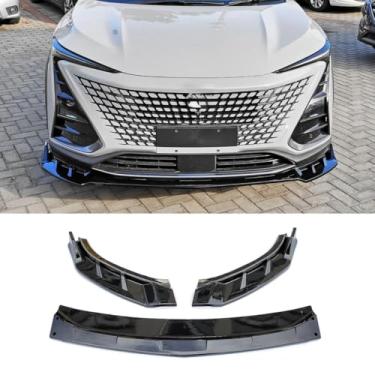 Imagem de Peça de modificação do difusor de lábios do spoiler do para-choque dianteiro do carro compatível com UNI-T 2020-2022 Capa protetora de para-choque acessórios para carro (preto brilhante)