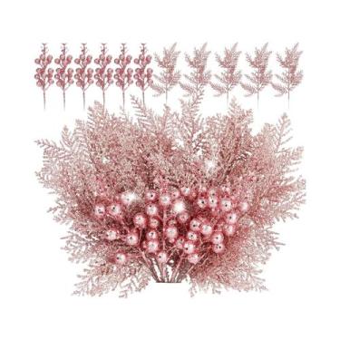 Imagem de Flores Artificiais Com Glitter, 18 Peças, Decoração Para Árvore De Nat