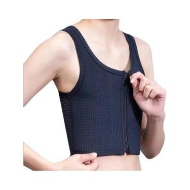 Imagem de Camiseta Modeladora Slim Com Zíper Frontal Em Malha Respirável Para Tr