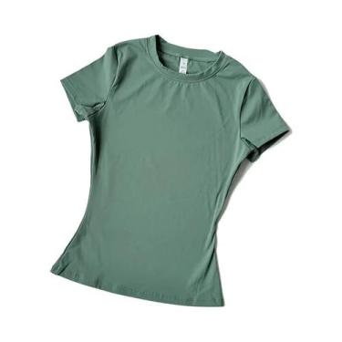 Imagem de Conjunto De Yoga Sem Costura Para Mulheres, Top Cropped De Manga Curta