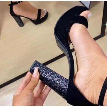 Imagem de Sandalia Meia Pata Salto 12cm preto/rosa/branco - CLARA LIMA SHOES, Su