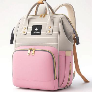 Imagem de Bolsa Mochila Maternidade Cor Rosa Bebê Espaçosa Reforçada