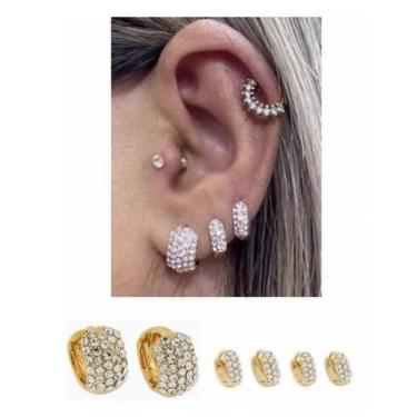 Imagem de Kit Argolas Primeiro Segundo E Terceiro Furo Banhado Ouro 18k - Corban