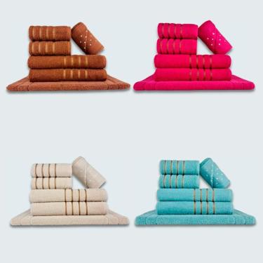 Imagem de Jogo De Toalhas 24 P?s Cole??o Montreal 100% Algod?o Mr+rs+bg+vd