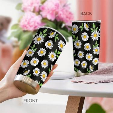 Imagem de Copo Oasisdream de aço inoxidável 600ml com estampa de margarida