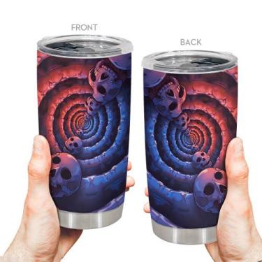 Imagem de Caneca de viagem Oasisdream Tumbler de aço inoxidável 600mL com tampa