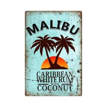 Imagem de Placa De Metal Vintage Retro Malibu Para Cerveja, Uísque E Vinho, Deco