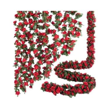 Imagem de Guirlanda De Flores Artificiais De Rosa De 2,5M Para Casa, Jardim, Cas