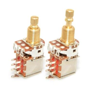 Imagem de Potenciômetro De Guitarra De Eixo Longo Bipartido Em Latão 18mm A250K 