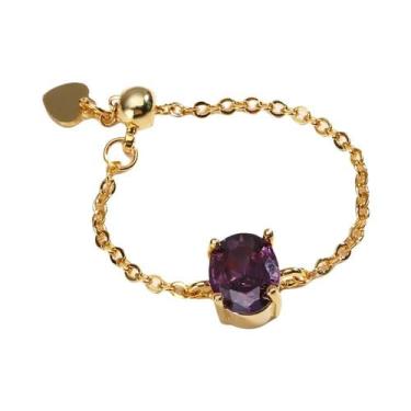 Imagem de Anel De Moda Feminino Ajustável Com Formato Oval E Micro Pavê De Zircô