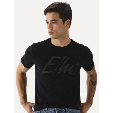 Imagem de Camiseta Ellus Masculina Maxi Logo Classic Green Brush Preta-Masculino