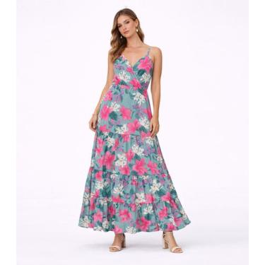 Imagem de Vestido Longo Feminino Transpassado Select Verde, M, Verde