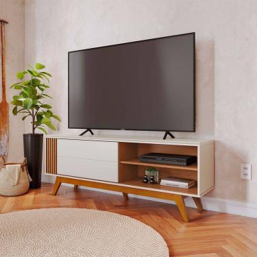 Imagem de Rack Bancada Otawa para Sala de TV até 60 Polegadas Off White Matte Freijó Colibri