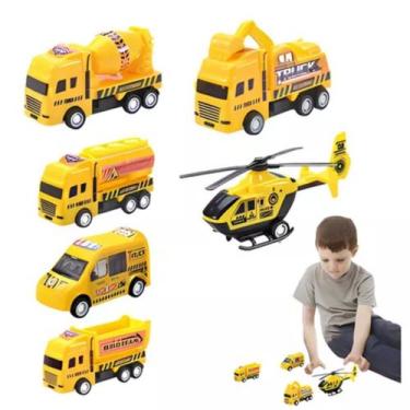 Imagem de Carrinhos Obras de Fricção Miniatura Brinquedo 6 Peças - bigeterdy
