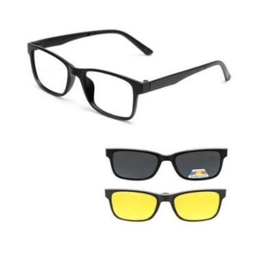 Imagem de Armação de Oculos Masculino Para Grau Clip On Troca Lentes De Sol Polarizado Proteção U...