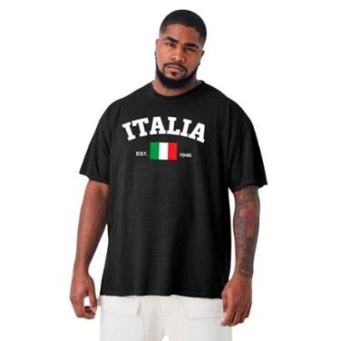Imagem de Camiseta Plus Size Masculina Camisa Gola Redonda Algodão Seleção ITA-Masculino
