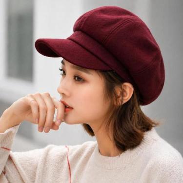 Imagem de Boina Feminina Francesa Aveludada com Forro e Aba - Chapéu Gorro Estil