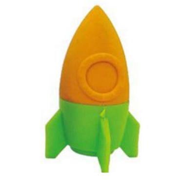 Imagem de Apontador 2 em 1 com Borracha Foguete Infantil - Kaz, Laranja e Verde