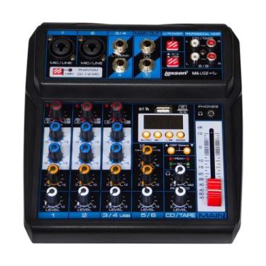 Imagem de Mesa de Som com 6 canais efeitos e interface USB Lexsen M6