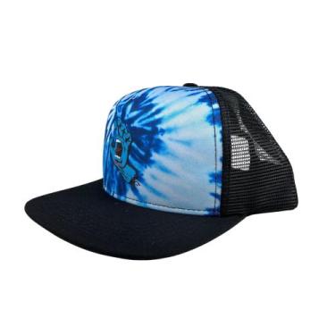Imagem de Boné Santa Cruz Screaming Hand Front Trucker Tie Dye, Preto, Regulavel