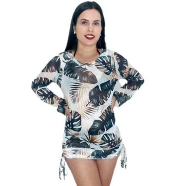 Imagem de Saída de praia camisão blogueira franzido manga longa - Tropicana Moda