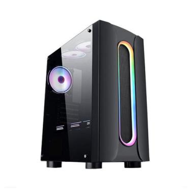 Imagem de Gabinete Gamer ATX CG02 Fita LED Frontal Sem Fonte USB 3.0 Painel Pret