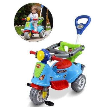 Imagem de Triciclo Infantil Motoquinha Avespa Maral 2 em 1 Colorida com Empurrad