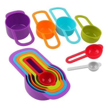 Imagem de Kit Medidores Cozinha Plástico Resistente Utensílio Receitas - Kit med