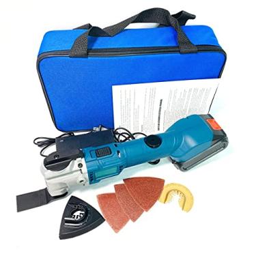 Imagem de Kit de ferramentas oscilantes sem fio, com 2 multiferramentas oscilantes alimentadas por bateria com 6 controle de velocidade variável, ângulo oscilante: 4°, multiferramenta para cortar pregos de madeira/raspagem/lixar