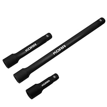 Imagem de KORR Barra de Extensão de Impacto de 1/2' - Conjunto de 3 Peças com Tamanhos 7,6 cm, 15 cm e 20 cm - Chaves de Soquete Cromadas