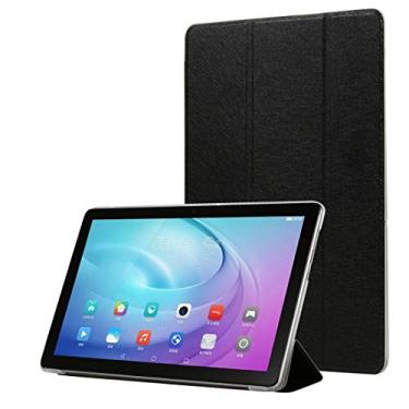 Imagem de LIYONG Capa para tablet Galaxy S6 Lite P610 TPU textura de seda três dobras horizontal capa de couro flip com compartimentos (cor: preta)