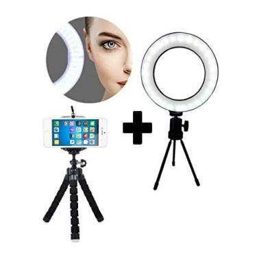 Imagem de Anel de luz LED de selfie, 6' / 16cm, luz de vídeo de LED, lâmpada de mesa de LED USB com suporte, luz de preenchimento de LED regulável, luz de beleza de maquiagem para YouTube/Transmissão