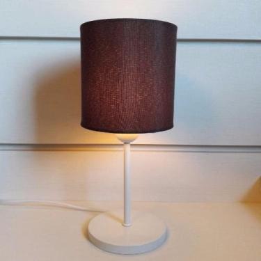 Imagem de Abajur de Mesa Branco Tecido Cilindrica 14x15cm Café Bivolt