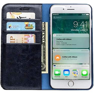 Imagem de HAODEE Carteira de capa de telefone Clamshell com 3 slots de cartão, capa protetora de telefone à prova de choque de couro para Apple iPhone SE 2Nd 4,7 polegadas (cor: azul)