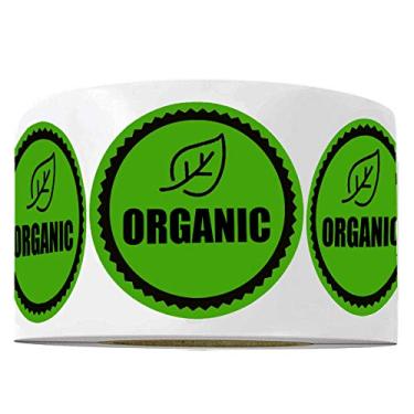 Imagem de Adesivos orgânicos, etiquetas de rotação de alimentos orgânicos de 3,8 cm, adesivos redondos redondos adesivos orgânicos 500 etiquetas por rolo