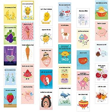 Imagem de 30 cartões divertidos de trocadilho com 30 peças de envelopes, cartões engraçados, cartões hilários, animais e comida, cartões de felicitações, punny Puns cartões para amigos, aniversário, presente de Natal