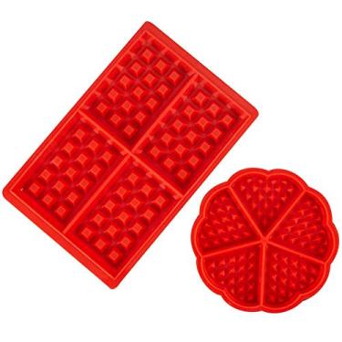 Imagem de Molde de waffle silicone waffle molde de silicone formas de muffin moldes de bolo panela de chocolate molde de assadeira para bolo de waffle chocolate artesanato sabonete doce, flor/forma quadrada
