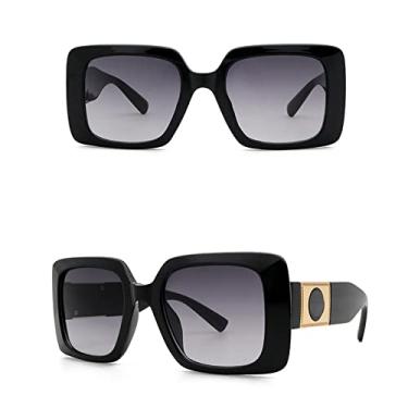 Imagem de Óculos de sol sexy quadrado preto grande designer de luxo na moda vintage óculos de sol moldura grande sombras retrô feminino para homens, preto cinza, tamanho único