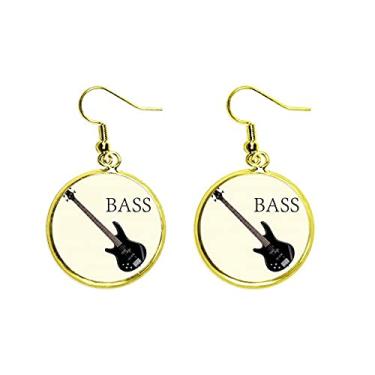 Imagem de Brinco de gota dourada com pingente de orelha de baixo instrumento clássico de música mulher, metal