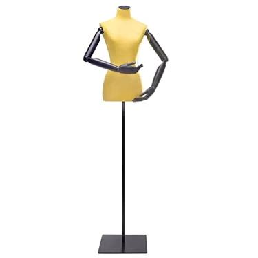 Imagem de Female Mannequin Torso Torso de manequim de busto feminino em forma de vestido, manequins de exibição de roupas com braços de madeira, shopping/loja de roupas/armário de exibição/modelo de busto femin