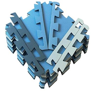 Imagem de Kit 10 Tatames 50x50x10mm Economico Tons de Azul