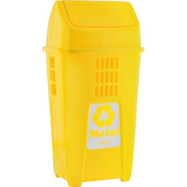 Imagem de Cesto Lixo Lixeira Coleta Seletiva Basculante Amarelo 50L
