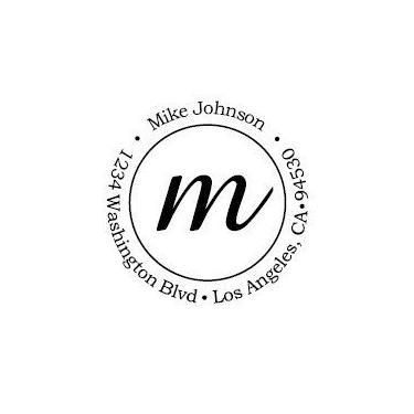 Imagem de Imprue Novo carimbo de pré-tinta personalizado com inicial em faixa decorativa