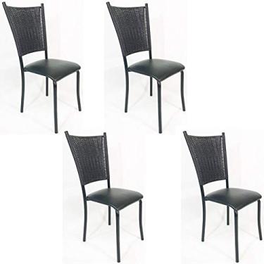 Imagem de Kit 4 Cadeiras de Cozinha Preta Fibra Sintética Preta Assento Preto - Poltronas do Sul
