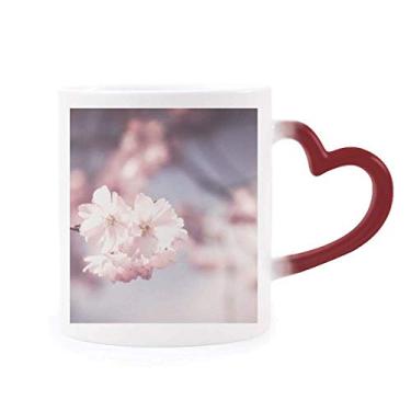 Imagem de Caneca de grés rosa branca com flores dim sensíveis ao calor Caneca vermelha que muda de cor