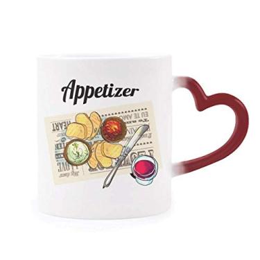 Imagem de Caneca sensível ao calor de vinho com fatia de pão para aperitivo, copo de grés que muda de cor vermelha