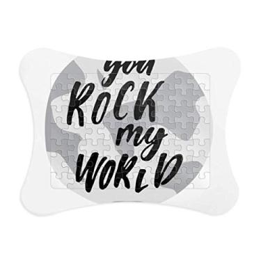 Imagem de You Rock My World Moldura de quebra-cabeça estilo citação de papel para casa
